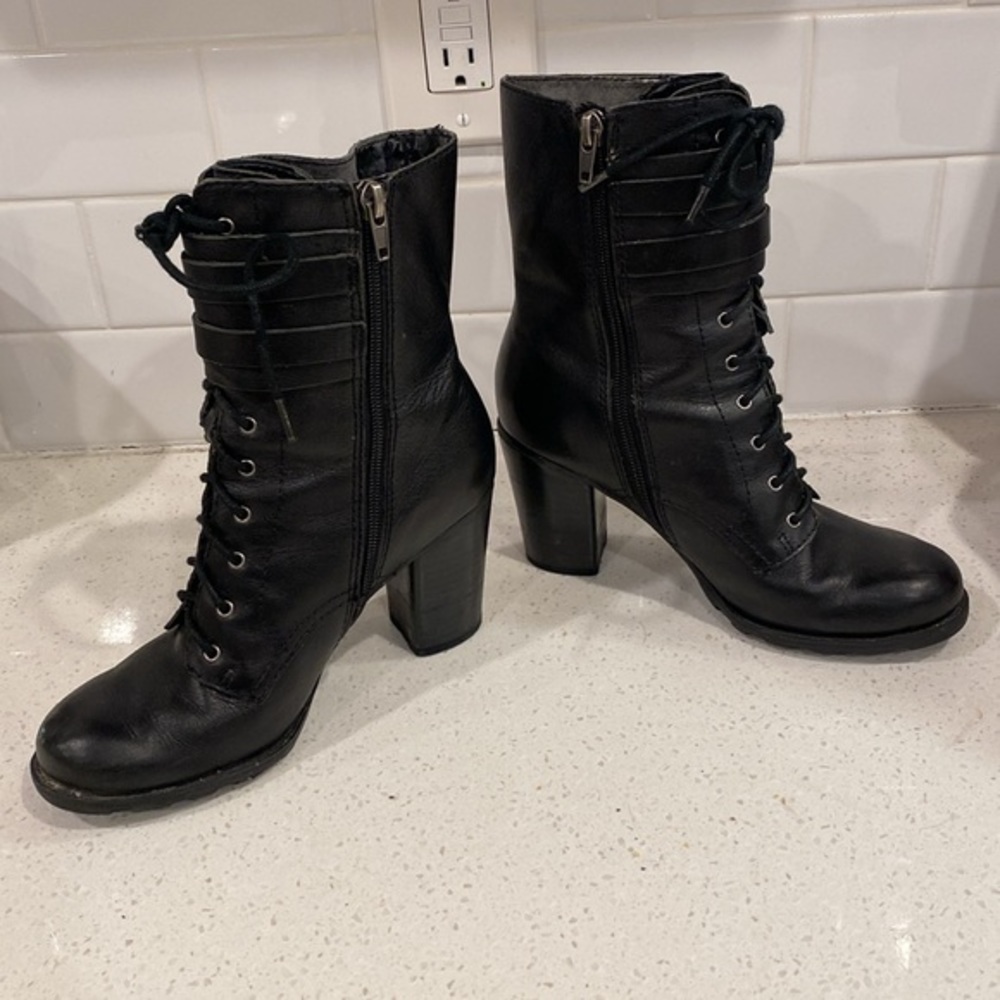 Y2k Leather chunky heel boots - Picture 2 of 6